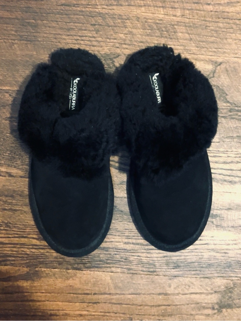 UGG Black Plush Slide Slippers